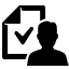 Document with checkmark and silhouette